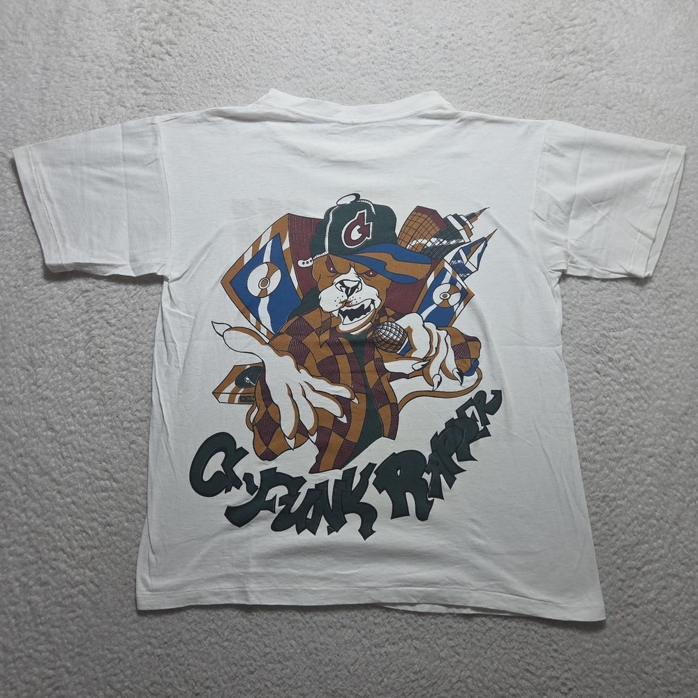 Vintage‎ 90's G-Funk Rapper Graphic T-shirt Size Large White Single Stitch